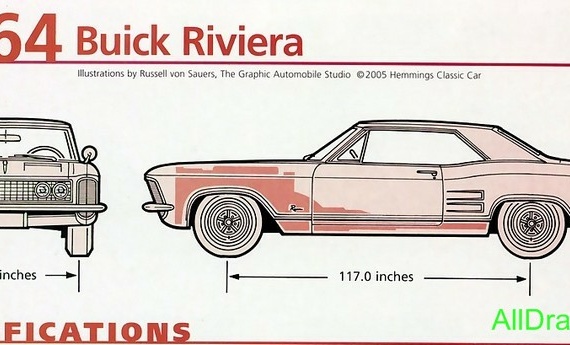 Buick Riviera (1964) (Бьюик Ривьера (1964)) - чертежи (рисунки) автомобиля